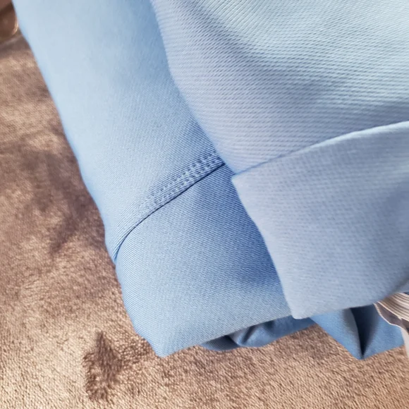 Nike Light Blue Short Sleeve Athletic Top with White Stripe On Sleeves - Picture 5 of 5